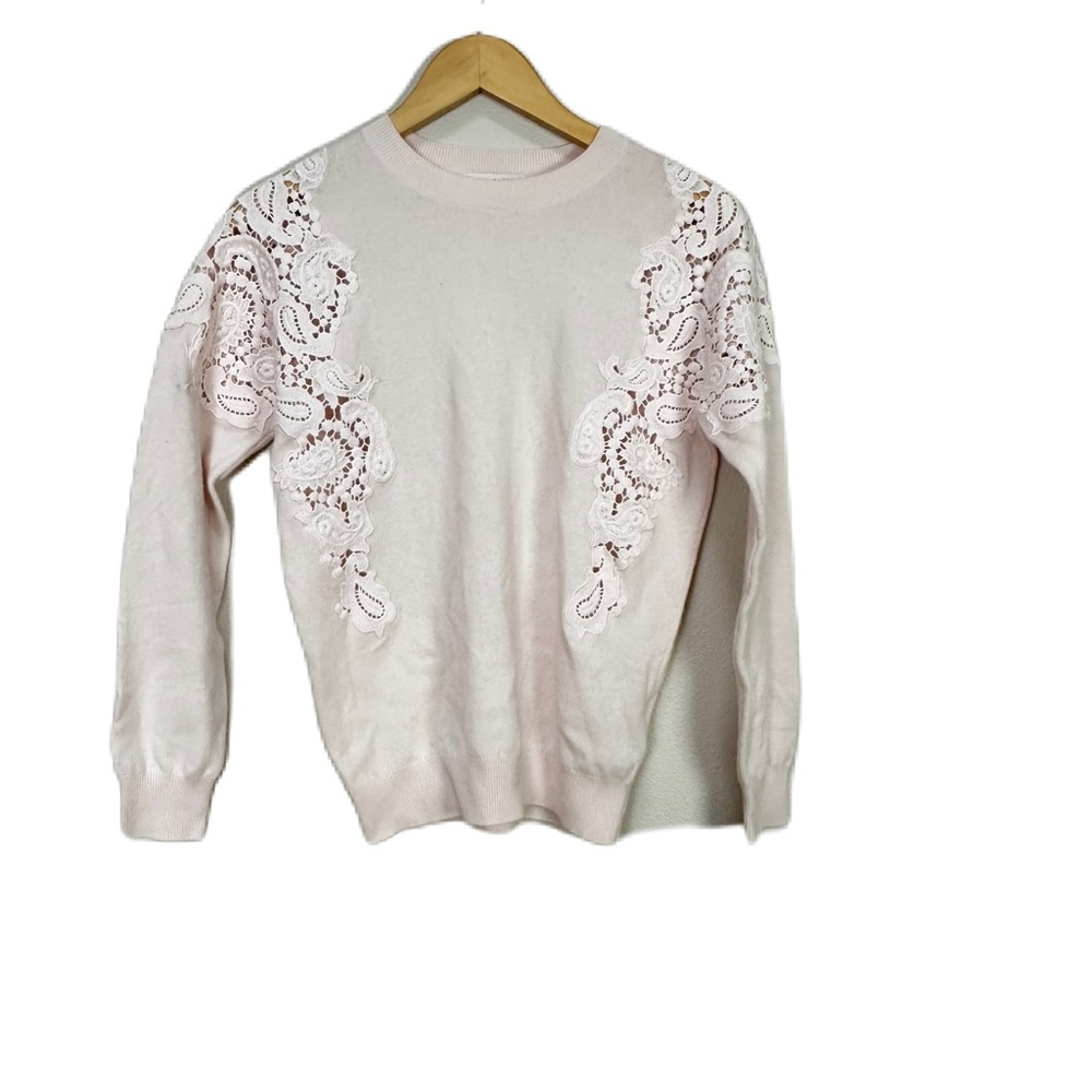 Ted Baker Tae Lace Shoulder Sweater Wool Cashmere Nude Pink Women’s Sz 4 US‎